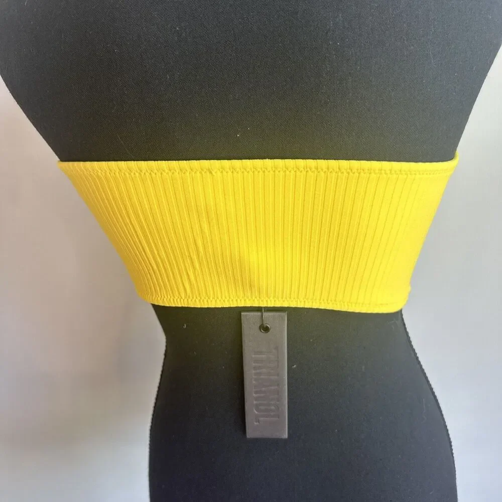Triangl Yellow Print Bikini swimsuit top only bandeau strapless Swim Small Suit